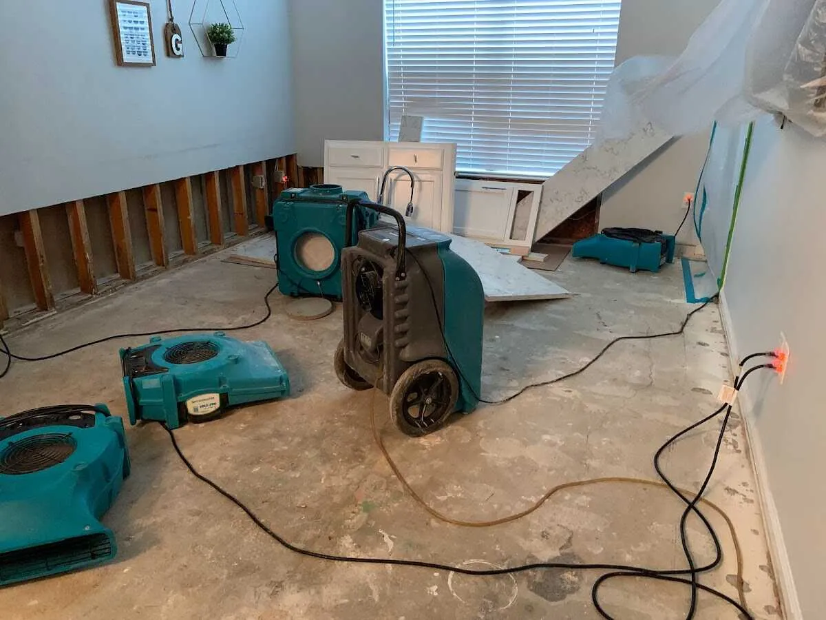 Dehumidifier in flood-cut room for Water Extraction & Removal in Los Altos Hills